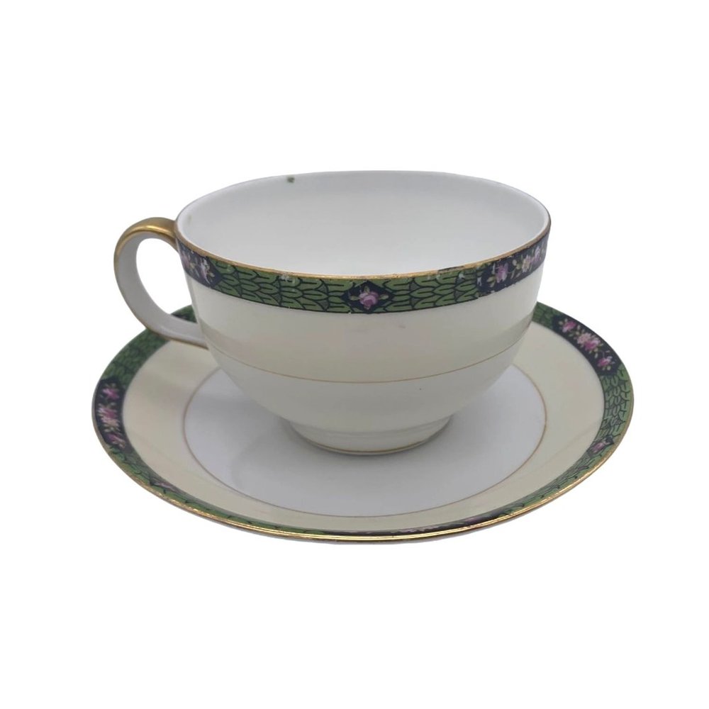 Vintage Noritake - Coffee Cup & Saucer - Cherry Blossom Back Stamp ca 1924